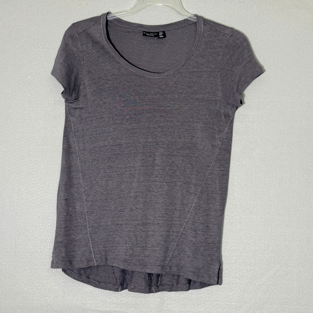 Vintage Willi Smith 100% Linen Knit T Shirt Womens Size M Gray Minimalist Luxury